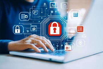 Fototapeta premium hand holding tablet pc with social network icon