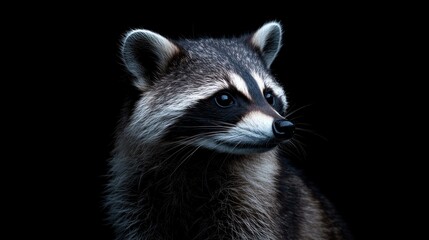 Obraz premium Raccoon Portrait with Dramatic Lighting