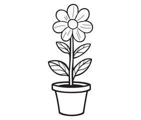 Flower in a pot cartoon flower illustration vector 