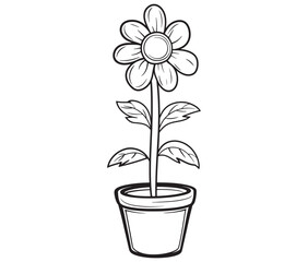 Flower in a pot cartoon flower illustration vector 