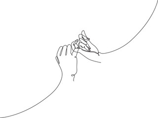 Continuous one line drawing of the little finger promise symbol. Friendship symbol illustration eps 10
