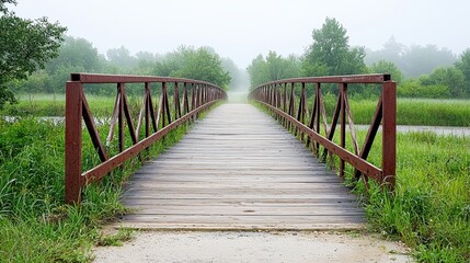 Fototapeta premium Beyond the Misty Horizon - A Bridge to Uncertain Destinations