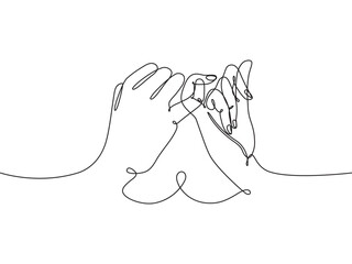 Continuous one line drawing of the little finger promise symbol. Friendship symbol illustration eps 10