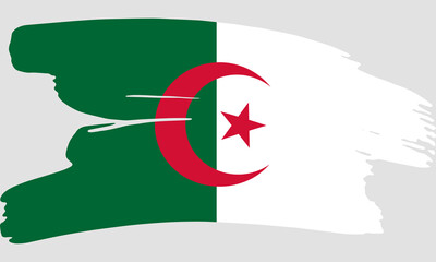 Algeria flag brush paint texture. Grunge Algeria flag. Algerian emblem brush concept