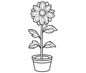 Flower in a pot cartoon flower illustration vector 