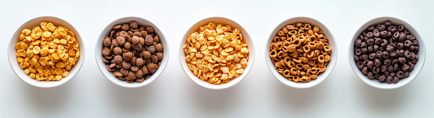 Obraz premium different bowls of breakfast cereal