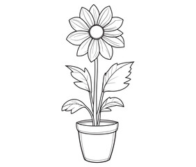 Flower in a pot cartoon flower illustration vector 