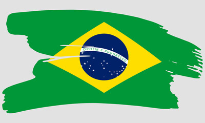 Brazil flag brush paint texture. Grunge Brazil flag. Brazilian emblem brush concept