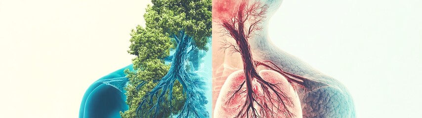 A creative depiction of lungs resembling a tree, symbolizing the connection between nature and respiratory health.