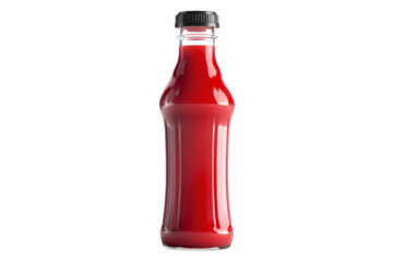 Traditional ketchup bottle with a classic label and practical squeeze functionality isolated on transparent background