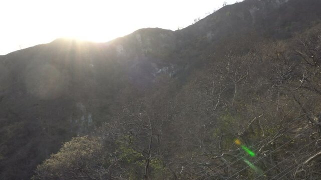 Haridwar, Uttarakhand, India - 10.04.2021 : Rope-way service or Mansa Devi Udankhatola. Mansa Devi Temple, dedicated to goddess Mansa Devi , atop the Bilwa Parvat on the Sivalik Hills, Himalayas.