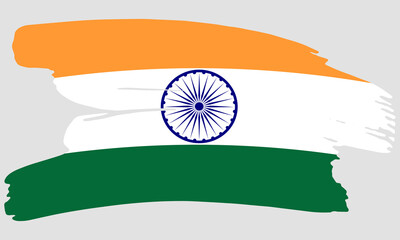 India flag brush paint texture. Grunge India flag. Indian emblem brush concept