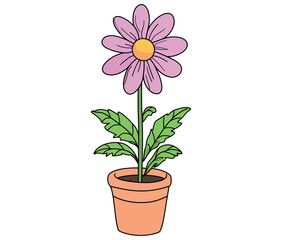 Flower in a pot cartoon flower illustration vector 