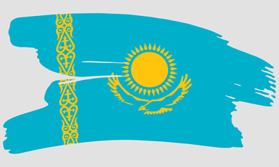 Kazakhstan flag brush paint texture. Grunge Kazakhstan flag. Kazakhstan emblem brush concept