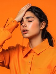 Woman holding her head