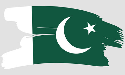 Pakistan flag brush paint texture. Grunge Pakistan flag. Pakistan emblem brush concept