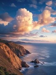 Obraz premium Ocean view from hilltop