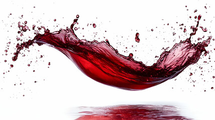 A dynamic splash of red liquid against a white background, showcasing fluid motion and texture.