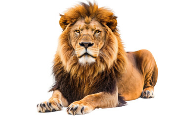 Obraz premium Proud lion roaring with intensity and a commanding presence isolated on transparent background