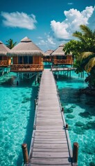 Fototapeta premium eco villas by the ocean, vertical orientation, phone background, ai generated, ai
