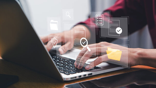 Audit business concept. Financial examination for business and financial management system. Compliance with internal organization financial services regulation, accountant Audit