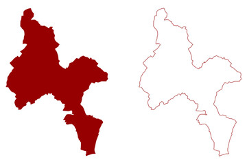 Reiat District (Switzerland, Swiss Confederation, Canton of Schaffhausen or Schaffhouse) map vector illustration, scribble sketch Bezirk Reiat map