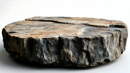 A flat, circular rock resembling a natural stone table or display piece.