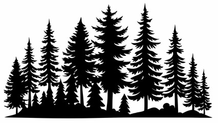 Obraz premium pine tree forest silhouette, Fir trees silhouette. vector illustration