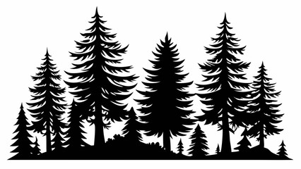 Fototapeta premium pine tree forest silhouette, Fir trees silhouette. vector illustration