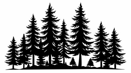 Obraz premium pine tree forest silhouette, Fir trees silhouette. vector illustration