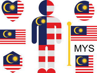 Malaysian flag. Isolated Malaysian flag on white background