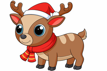 Funny Christmas Baby Reindeer  Vector Illustration, Logo Icon, SVG, Cut Files for Cricut & Silhouette