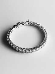 Diamond bracelet on white surface