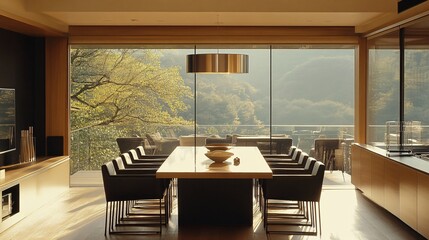 Modern Dining Room with Panoramic Mountain View