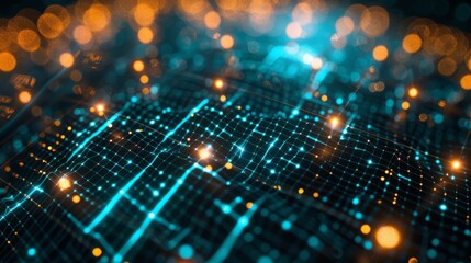 Digital globe with blockchain symbols and data lines representing global networks