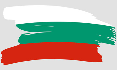 Bulgaria flag brush paint texture. Grunge Bulgaria flag. Bulgarian emblem brush concept