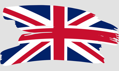 United Kingdom flag brush paint texture. Grunge UK flag. Britain emblem brush concept