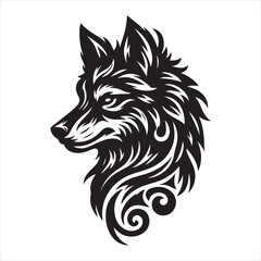 wolf head tattoo silhouette on white background

