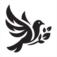 pigeon logo icon  silhouette on white background
