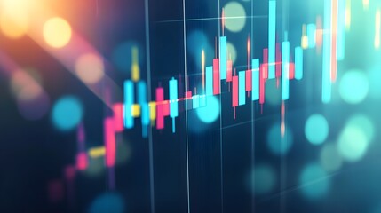 A close-up shot of a financial chart with vibrant colors depicting a positive trend.