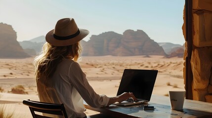 Digital Nomad Working From a Scenic Desert Retreat Highlighting Inspiring Remote Work Locations