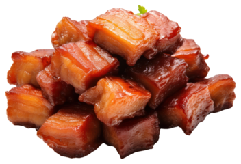 PNG Glazed pork belly cubes