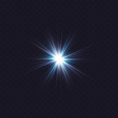 Glowing blue effect with highlights. Abstract blue flash of light. Isolated on transparent background. Art and web design vector.