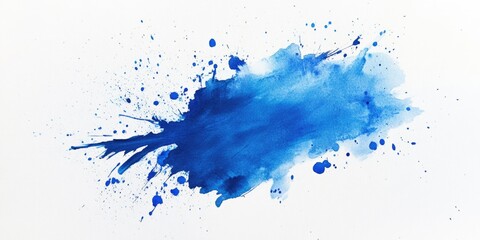 Blue Ink Splatter White Background