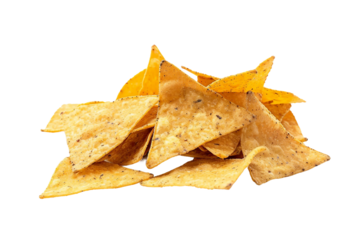 Delicious nachos with melted cheese, crispy tortilla chips, and vibrant toppings isolated on transparent background