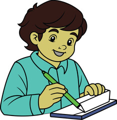 a student sharpening a pencil vector illustration