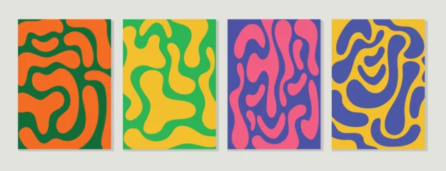 Abstract organic shapes, seamless pattern set. Vector art background in minimalist style wavy liquid distorted shapes, for art print, wall decor, covers, posters, flyers, magazines. ready to print © Rojastock13