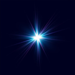 Glowing blue effect with highlights. Abstract blue flash of light. Isolated on transparent background. Art and web design vector.