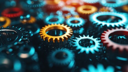 A continuous loop of gears and machinery, interconnected and turning in sync, seamless business operations and resilience