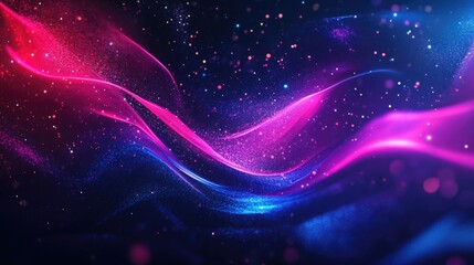 Obraz premium Glowing Neon Abstract Art. Creative Digital Design with Blue Glow in Retro Style